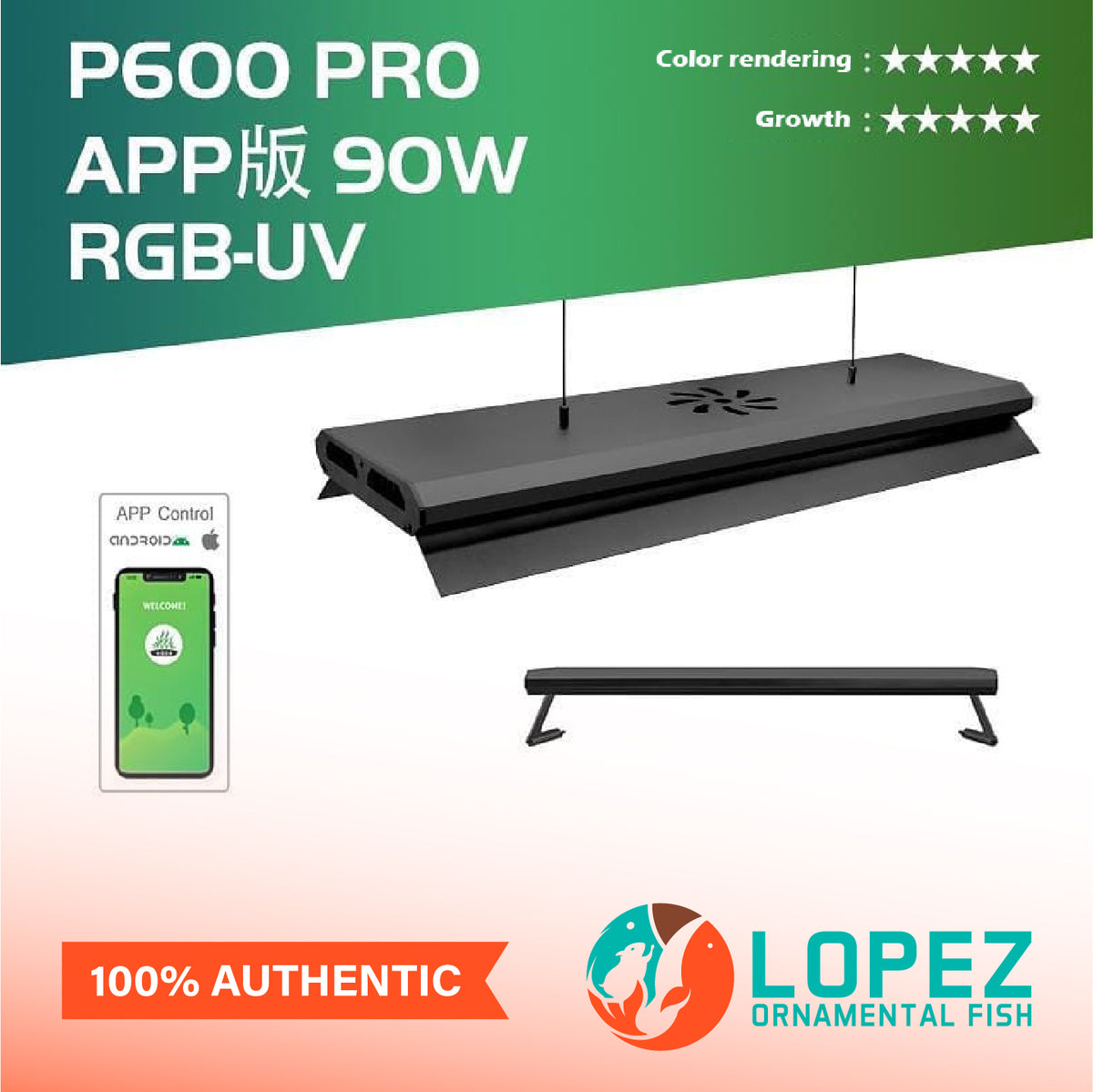 WEEK AQUA P600 PRO Series RGB-UV Full spectrum App control planted aquarium  light 60cm